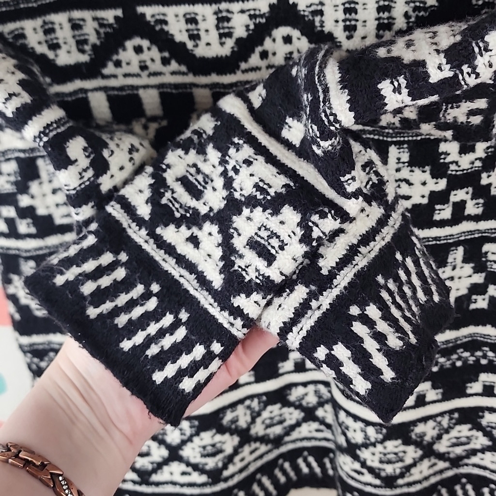 J. Jill Oversized Mock Neck Cotton Wool Blend Fair Isle Pullover Sweater XS - Picture 5 of 8